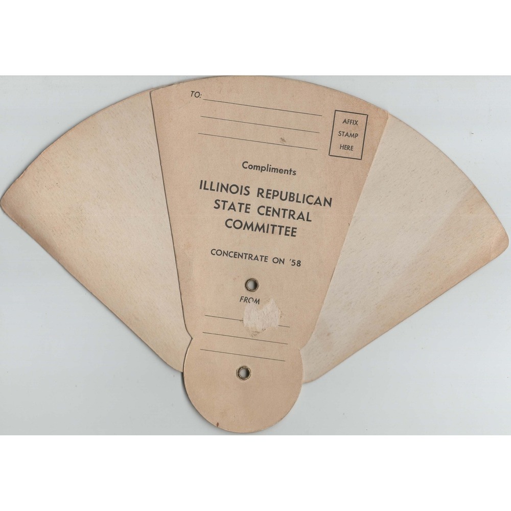 Vintage 1958 Illinois Republican State Central Committee Folding Floral Fan - Picture 4 of 4
